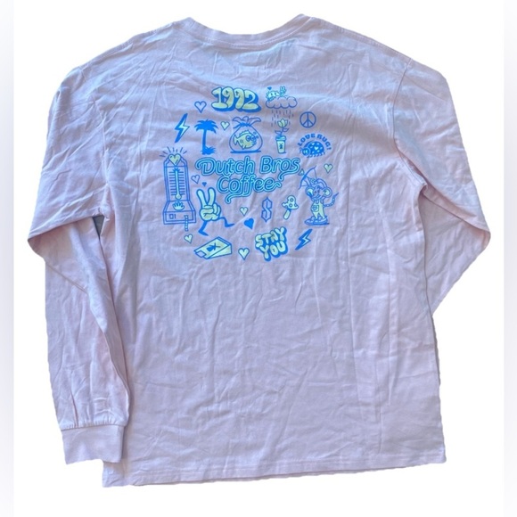 Dutch Bros Dutch Love Long Sleeve Pink Medium Shirt Graphic - Picture 1 of 5
